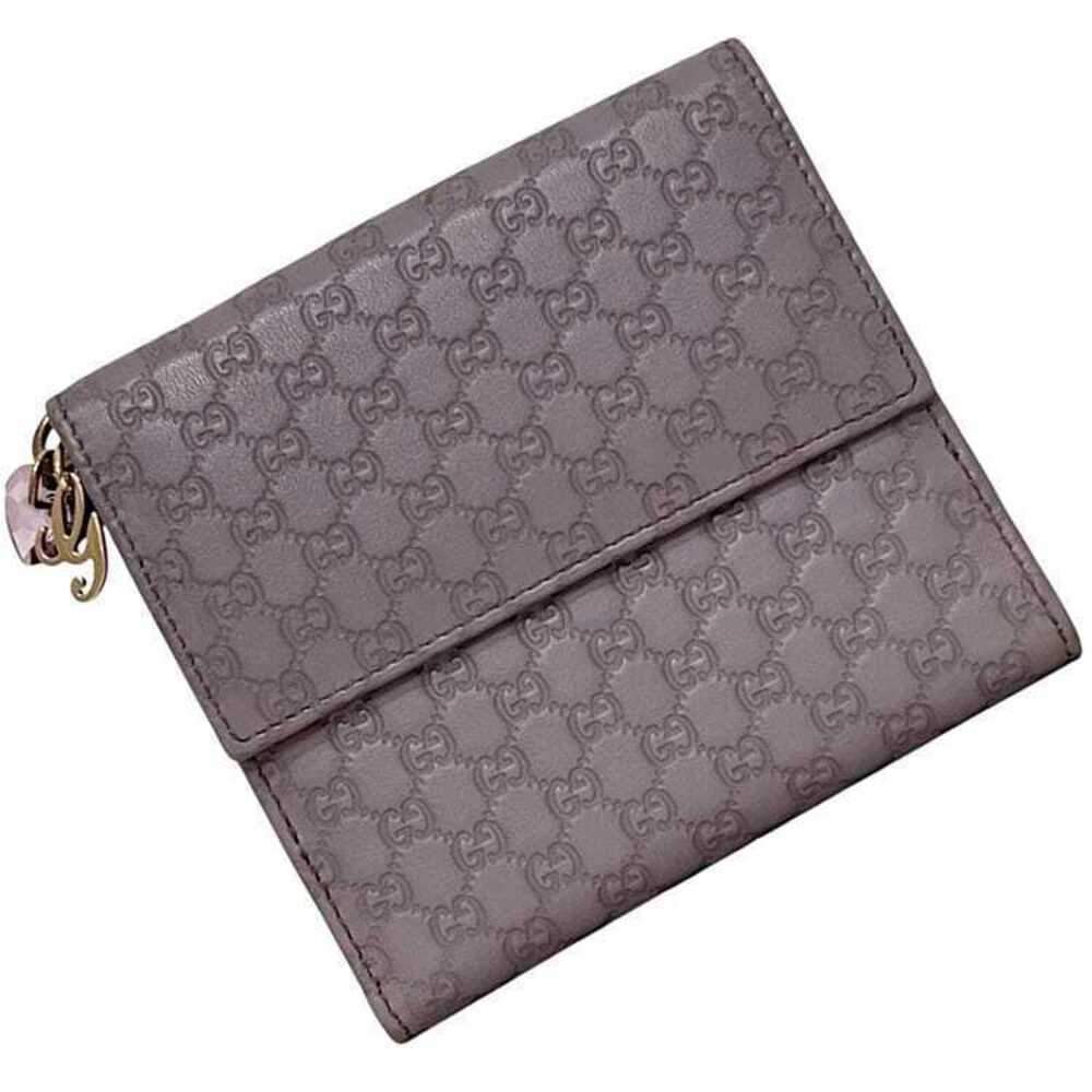 Gucci Bifold Wallet Microsima Double Snap Closure Leather GG Over Purple